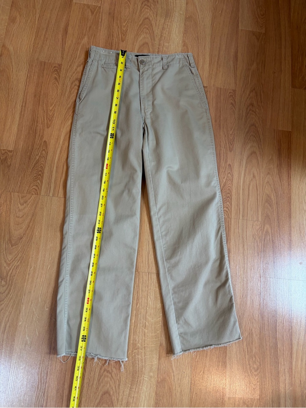 Reformation Khaki Raw Hem Military Vat Dye Flat Front Pants Size S - Picture 5 of 11